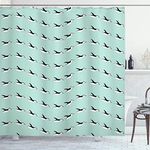 Ambesonne Turquoise Decor Collection, Penguins Diving Into the Water Aquatic Birds North Winter Cartoon Image Print, Polyester Fabric Bathroom Shower Curtain Set with Hooks, Light Sky Blue