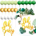 JeVenis Boho Green Baby Shower Cake Decoration Oliver Green Oh Baby Cake Topper Gender Reveal Cake Toppers Baby Shower Party Supplies Gender Reveal Party Supplies
