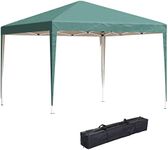 Outsunny 3 x 3M Garden Pop Up Gazebo Height Adjustable Marquee Party Tent Wedding Canopy with Carrying Bag, Green
