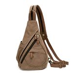 Canvas Sling Bag - Small Crossbody Backpack Shoulder Casual Daypack Rucksack for Men Women