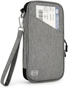 RFID Blocking Passport Wallet,Family Passport Holder,Waterproof Travel Document Organizer Wallet,Travel Wallet and Passport Holder (Nylon- Grey