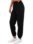 TAGAS Women's Solid Flap Pocket Side Drawstring Waist Cargo Pants || Cargo for Women Black