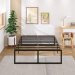 Lutown-Teen 18 Inch Queen Bed Frame Heavy Duty Steel Slat Support Metal Queen Size Platform Bed Frame No Box Spring Needed, Easy Assembly, Black