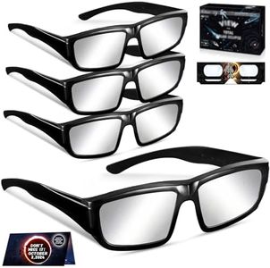 Andbasis Solar Eclipse Glasses, 4 Pack Plastic Eclipse Glasses ISO 12312-2:2015(E) & CE Certified 2024 Approved Safe Shades for Direct Solar Eclipse Viewing AAS Recommended List(Black)