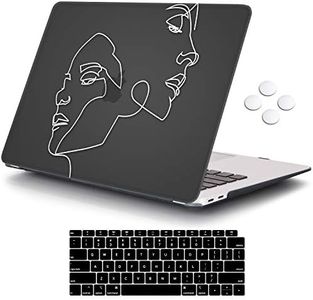 iCasso MacBook Air 13 Inch Case 2018 Release A1932 with Retina Display, Durable Rubber Coated Plastic Cover with Keyboard Cover Compatible Newest MacBook Air 13 with Touch ID-Face Sketch