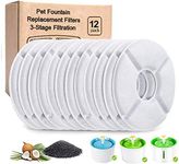 YAMOZOM Replacement Filters for Cat Fountain - 12Pcs, Cat Water Fountain Filter,Compatible with Most 54oz/1.6L Cat Fountain and Pet Water Fountain, Activated Carbon Filters