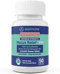 WELMATE Maximum Strength Mucus Relief DM - 1200mg Guaifenesin & 60mg DXM, 12-Hr Cough Suppressant & Expectorant, Bi-Layer Tablets, Chest Congestion Relief, Thins & Loosens Mucus - 50 Ct