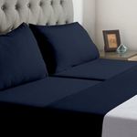 Top Split King Sheets for Adjustable Bed, Split King Sheets for Adjustable Bed, Microfiber Split top King Sheets, Split Sheets for Sleep Number Beds 4 Pcs Set King 34" (Navy)