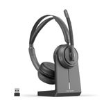 Nuroum Wirless Headset with Microphone, Noise Cancelling Mics for Work, V5.3 Multi-Point, Charging Base, Mute Button, Bluetooth/Dongle/USB Connection to PC/Laptop/Cell Phone for Zoom/Teams Calls HP31D