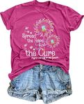 QAUN Cancer Shirts for Women Pink Ribbon Tshirt Spread The Hope Shirt Breast Cancer Awareness Short Sleeve Tops(Pink2, X-Large)