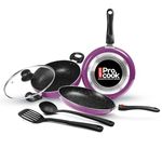 Milton Pro Cook Induction Cookware & Gas Stove Friendly Kitchen Jewel Set | 5 Pc Non-Stick Cookware Set | Kadhai with Lid, Fry Pan, Tawa, Laddle & Spatula | 5-Layer Non Stick Coating | Dark Purple