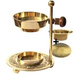 Adjustable incense burner - gold brass incense burner height adjustable for smoking incense or resins with additional insert plates