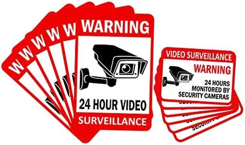 12-Pack Video Surveillance Sign (6-pack 6"x4" & 6-pack 3.5"x2.5"), Double-Sided Vinyl Decals for No Trespassing-Warning Sticker-Security Sign-Surveillance Camera-Recording Sign, Laminated for UV-Water