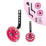 HUWAY training wheels flash mute wheel bicycle stabiliser mounted Kit compatible for bikes of 12 14 16 18 20 Inch， 1 Pair(Pink)