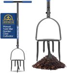 Hermsche Garden Tiller Manual Hand Tiller Garden Claw Cultivator Twist Tiller for Gardening Tool Long Handle Adjustable Steel Lawn Aerator Heavy Duty Soil Loosener garden tool Bed Plant