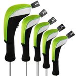 Andux 5pcs/Set Golf 460cc Driver Fairway Wood Club Head Covers Long Neck Green