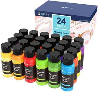 INK LAB Acrylic Paint Set 24 Vibrant Colour Non Toxics Acrylic Craft Paints Rich Pigment for Kids Adults Artists Beginners Canvas Ceramic Crafts Painting Wood