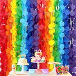 205Ft Rainbow Party Decorations Big Polka Dots Tissue Paper Backdrop Streamer Colorful Circle Dots Hanging Curtain Garland for Birthday Fiesta Carnival Baby Shower Wedding Engagement Party Supplies