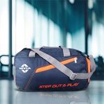 Nivia Sportspace-2.0 / Polyester Duffle Bag for Men & Women/Gym Bags with Adjustable Shoulder Strap/Fitness Bag/Junior (Navy/Orange)