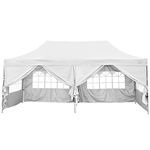 10x20 Ft Wedding Party Canopy Tent Pop up Instant Gazebo with Removable Sidewalls and Windows (White 6 Walls)