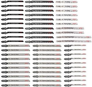 60pcs T Shank Jigsaw Blades Set with Storage Case, Contractor Assorted Jig Saw Blade Set Made with HCS/HSS for Wood Plastic and Metal Cutting, Fits Most Jig Saw Models