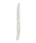 CUTCO Model 2159 Steak Knife with White "Pearl" handle in factory-sealed plastic bag..........4.9" High Carbon Stainless Double-D serrated edge blade and 5" handle.