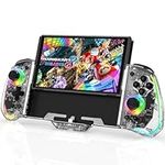 Switch Controller for Nintendo Switch/OLED, Wireless Gaming Pro Controller, Handheld Switch Grip RGB Hue Color Lights See through Gamepad Controller Adjustable TURBO, Dual Vibration, Back Button