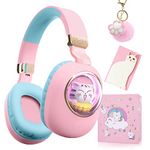 JYPS Kids Wireless headphones with Microphone, Childrens 3D Cat Headphones Over-ear with Led Light, Foldable Bluetooth Headphones for Girls/Teenager/Adult Women, Cat Birthday