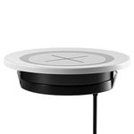 Embedded Desktop Wireless Charger, 15W Qi-Certified Fast Charging Pad Furniture Grommet Desk Surface Port Hole Wireless Charging Station for iPhone 15/14/13/12/AirPods/Samsung Galaxy Series, White