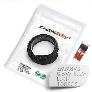 (Pack of 100 Pieces) Chanzon SMD Zener Diode 0.5W 8.2V ZMM8V2 LL-34 (SOD-80 MiniMELF / 1206) 0.5 Watt 8.2 Volt Silicon Glass Zener Diodes