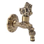 G1/2 Wall Mounted Water Faucet Brass Material Vintage Chinese Dragon Design,Kitchen Faucet,Washing Machine Faucet Bathroom Sink Basin Faucet,Outdoor Garden Hose Faucet(Kylin+Dragon)