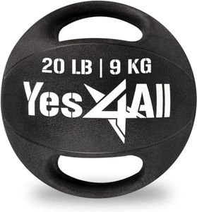 Yes4All Weighted Medicine Ball 20LB with Anti-Slip Dual Handles for Workout, Core Strength Exercises, Balance Training, and Throwing