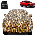 AUTOMOZEXO Tata Curvv Car Cover with Mirror Pocket Waterproof Inner Cotton Layer Adjustable Belt Bottom Elastic Triple Stitched Cover to Secure fit and Protect from All Climates (Jungle)