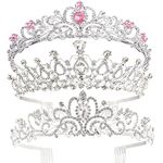 Yopay 3 Style Crystal Tiara Crowns, Queen Crown for Bridal, Girls, Women, Princess Headbands with Comb for Birthday, Wedding, Valentine, Party, Gift