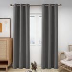 Deconovo Blackout Room Darkening Thermal Insulated Curtains, Energy Efficient & Noise Reducing Grommet Window Drapes for Bedroom, Living Room, Nuresrey, Kids Room, 42x84 Inch, 2 Panels, Light Grey