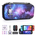 Carrying Case for NS Switch, innoAura 14 in 1 Switch Accessories Bundles with Switch Portable Case, Switch Protective Cover J-con Shell, Switch Screen Protector, Switch Game Case (Galaxy Black)