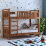 Dreamydesks Sheesham Wood Tylor Bunk Bed Without Storage Wooden Double Bed Bed Furniture for Bedroom Living Room Home - Natural Finish