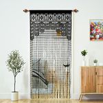 YaoYue Macrame Lace Door String Curtain for Doorways,Room Divider Doorway Hippie Window Panel Room Divider Wall Closet Curtains for Bedroom Closet Door Drapes Decorations (35×79in/90×200cm,Black)