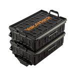 YakAttack TracPak Combo Kit, Set of Two Stacking Fishing Gear Storage Boxes with Track Mount Base, Black (SSO-1002) | Kayak Fishing Accessories