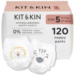 Kit & Kin Premium Nappy Pants Size 5 | 12-17 kg / 27-38 lbs | Maxi Pull Ups | 6 Packs / 120 Pants | Hypoallergenic | Vegan & Chlorine-Free | Superior up to 12 Hour Leak Protection
