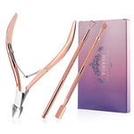Cuticle Trimmer with Cuticle Pusher and Cutter,YINYIN Cuticle Remover Cutter Nipper Clippers Durable Pedicure Manicure Tools for Fingernails and Toenails(D501-RoseGold)…