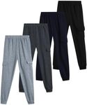 Coney Island Boys Sweatpants - 4 Pack Athletic Sweat Pants with Pocket Soft Boys Joggers Kids Sweatpants (Sizes 5-16), Size 7, Black/Charcoal/Heather Grey/Navy Cargo