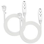 Aurum Cables 6-Feet 3 Outlet Extension Cord Indoor/Outdoor Extension Cord 16AWG 2 Pack - White - UL Listed