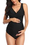 SUMMERSUNSHINE Maternity One Piece Swimwear Front Cross Pregnancy Swimsuit Bathing Suit Maternity Bikini, Black, XL