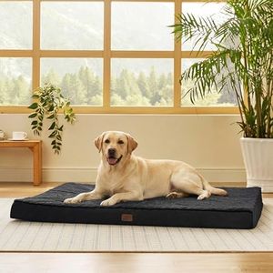 Bedsure Jumbo Dog Bed for Large Dogs - XXL Orthopedic Waterproof Dog Beds with Removable Washable Cover, Egg Crate Foam Pet Bed Mat, Suitable for Dogs Up to 150lbs, Black