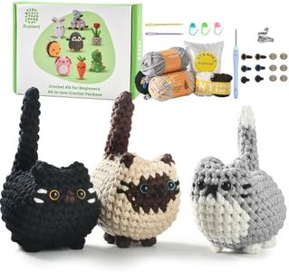 Crochet Kit for Beginners, Crochet Cat Beginner Crochet Kit for Adults, Amigurumi Crochet Animals Cat Crafts Crochet Kits, Easy Knitting Kit