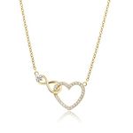 Infinity Heart Necklace for Women Silver Cubic Zirconia Diamond Gold Necklace Heart Charm Infinity Sign Necklace Friendship Promise Gift (Gold)