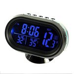 Riloer Car Thermometer with LCD Clock, Multi-function LCD Voltmeter Gauge, 12-24V Electronic Clock Alarm Monitor, H841362-73