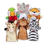 Melissa & Doug Safari Buddies Hand Puppets, Set of 6 (Elephant, Tiger, Parrot, Giraffe, Monkey, Zebra) - Soft, Plush Animal Hand Puppets For Toddlers And Kids Ages 2+ (Multicolor)