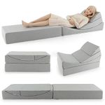 COSTWAY 4PCS Bed Wedge Pillows Set, Folding Adjustable Memory Foam Incline Cushion, Convertible to Sofa Bed, Orthopedic Rest Back Support Pillow for Leg Elevation, Post Surgery, Reading, Acid Reflux